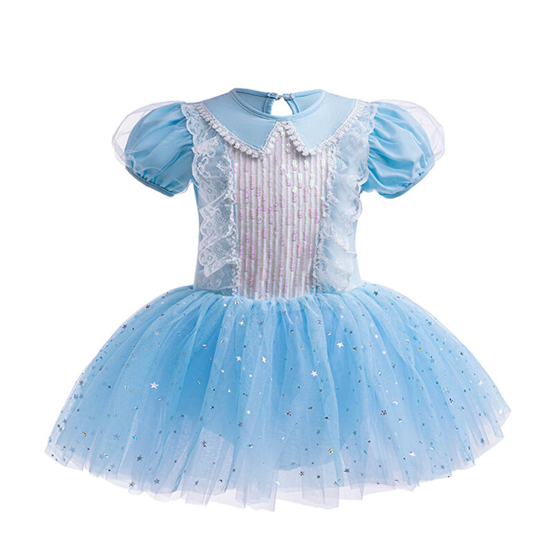 2024 Fancy Girl Princess Ballet Practice Dress Kids Christmas Halloween Party Clothing Baby Anna Elsa Mermaid Fluffy TUTU Dress