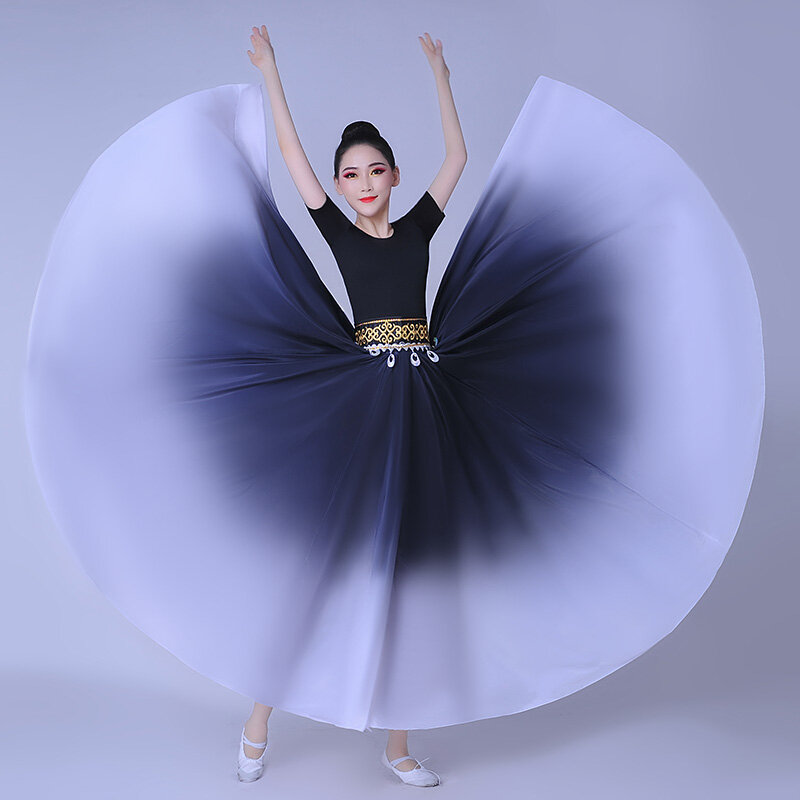 Vestido de baile de Flamenco para mujer, traje de baile clásico chino con degradado, falda Swing grande, actuación en escenario, 360/540/720