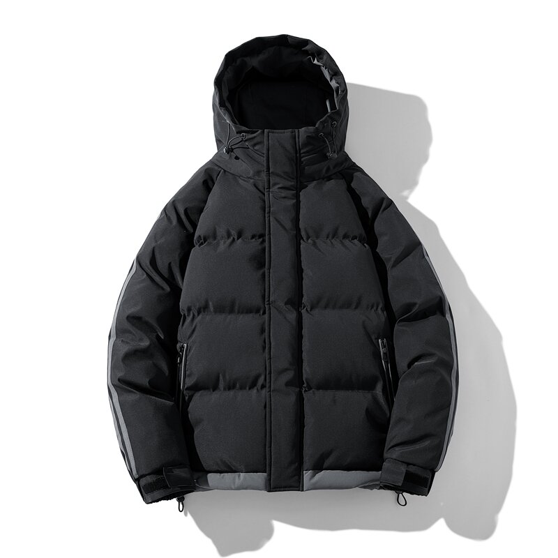 Zimowa kurtka ocieplana mężczyźni ciepłe parki płaszcz zimowa moda na co dzień ciepłe kurtki nowa, w stylu Streetwear Oversize rozdymka kurtka z kapturem