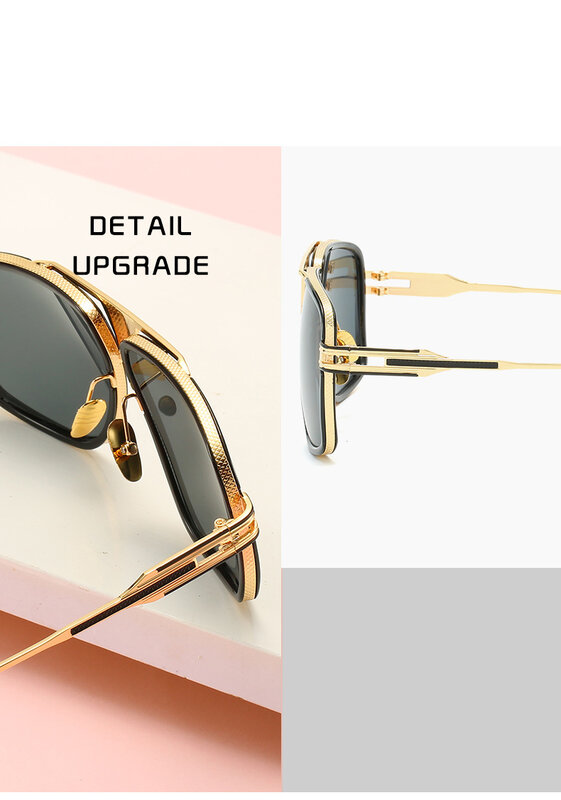 الكلاسيكية إطار كبير النظارات الشمسية الرجال العلامة التجارية مصمم المعادن نظارات شمسية النساء ريترو ساحة نظارات خمر UV400 Gafas Oculos دي سول