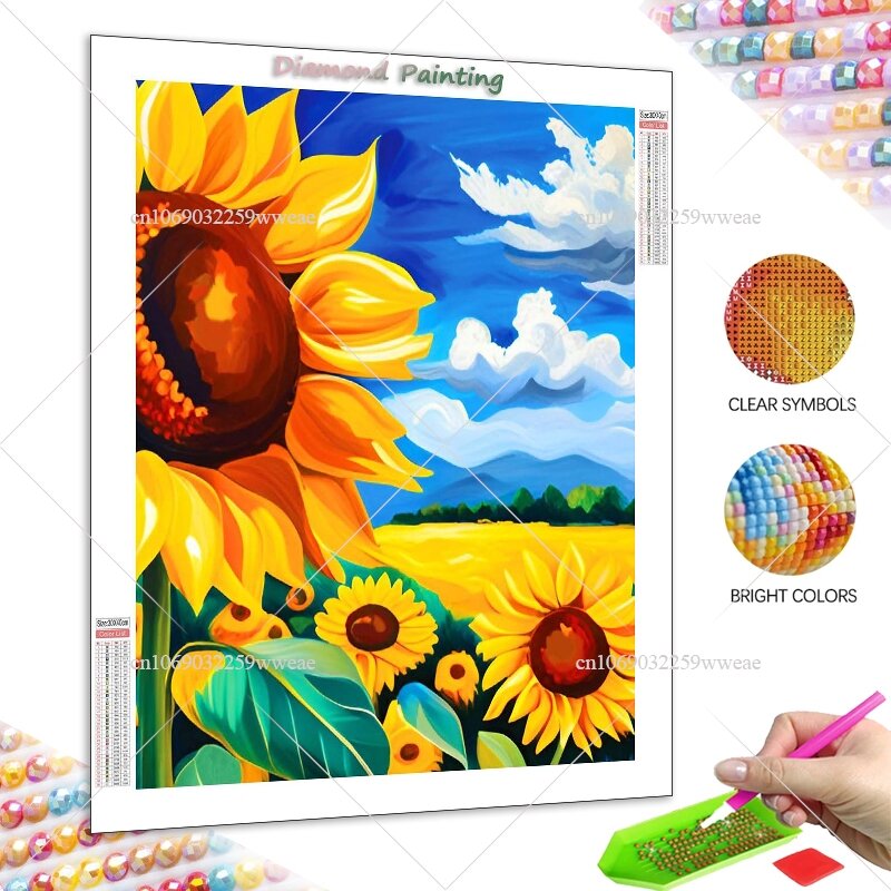DIY Diamond Painting New Collection 2024 Sunflower Peony Rose Mosaic Cross Embroidery Oil Painting Printed For Decorative Wall