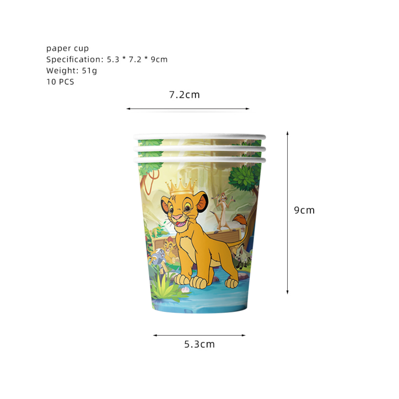 مستلزمات حفلات من Lion King Simba تتضمن أكواب ورقية لوحات ومناديل مفرش المائدة راية للأطفال الأولاد زينة أعياد الميلاد استحمام الطفل