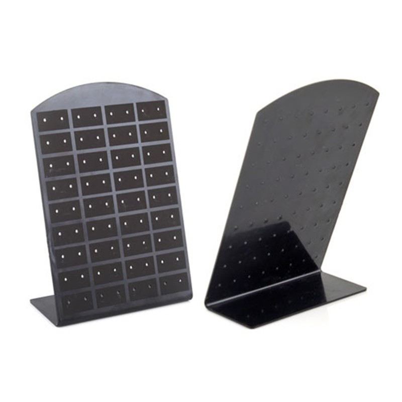 Caja de plástico para joyería creativa, soporte de exhibición de tachuelas para oreja, escaparate de almacenamiento alineado limpio, embalaje negro, 48/72 agujeros