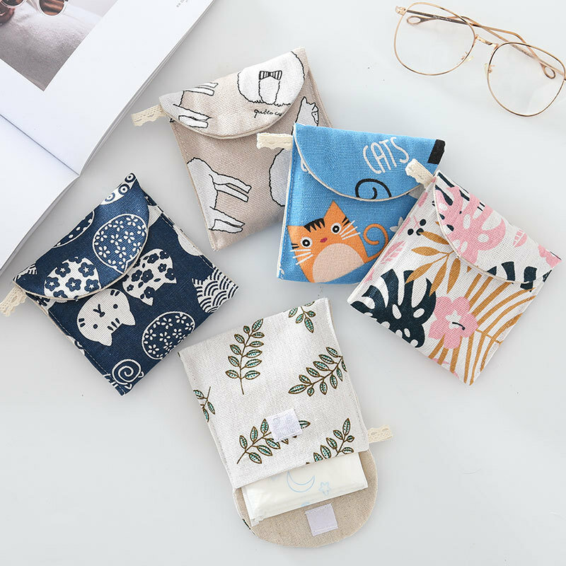 Portable Women Cosmetic Organizer Sanitary Napkin Storage Bag Girls Ladies Cute Coin Card Sanitary Pad Pouch Small Cosmetic Bag