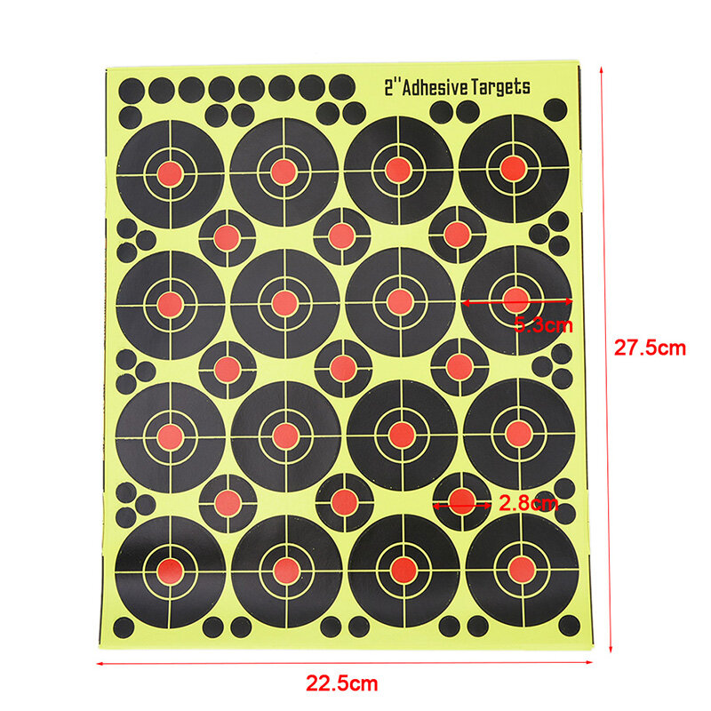 Target tembak perekat kekuatan tinggi, Target kertas menyala dalam gelap 160pcs/10 lembar untuk panah berburu