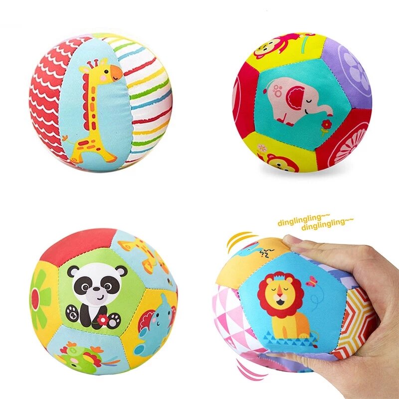 Pano macio do bebê chocalho bola, brinquedo de pelúcia, jogar bola com sino, bolas sensoriais montessori crianças, brinquedos educativos, 0-12 meses