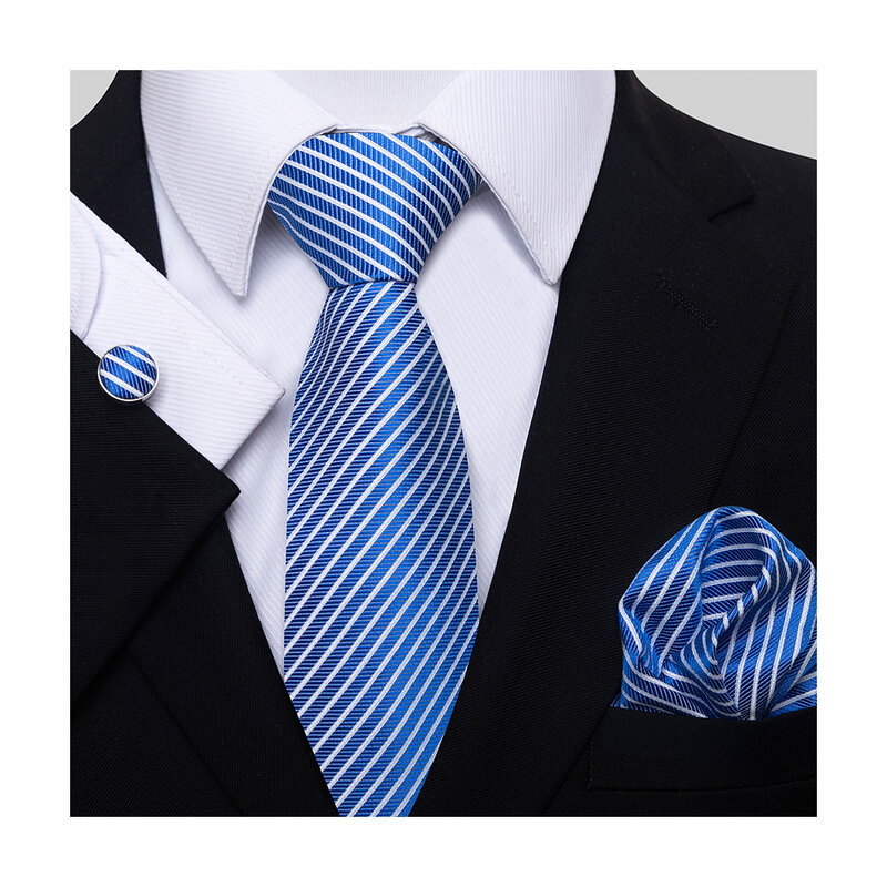 Great Quality Dropshipping Birthday Gift 7.5 cm Tie Hanky Cufflink Set Tie  Necktie hombre Khaki Formal Clothing Geometric