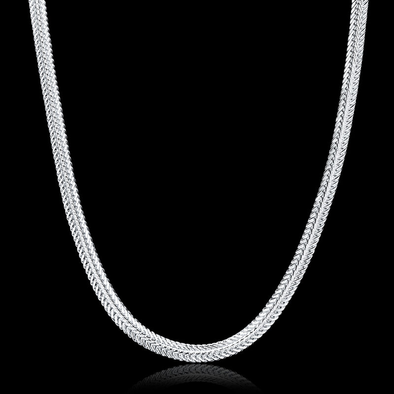 JewelryTop Fine 925 Sterling Silver Snake Style Chain Necklace for Women Men Jewelry Designer Wedding Engagement Gifts 50-60cm