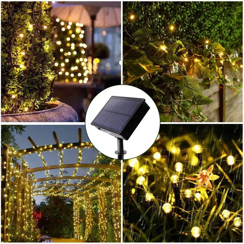 Luci a stringa solare lampada a stella a LED con 8 modalità luce impermeabile per Patio con fiore a stella per la decorazione esterna del cortile del recinto del giardino