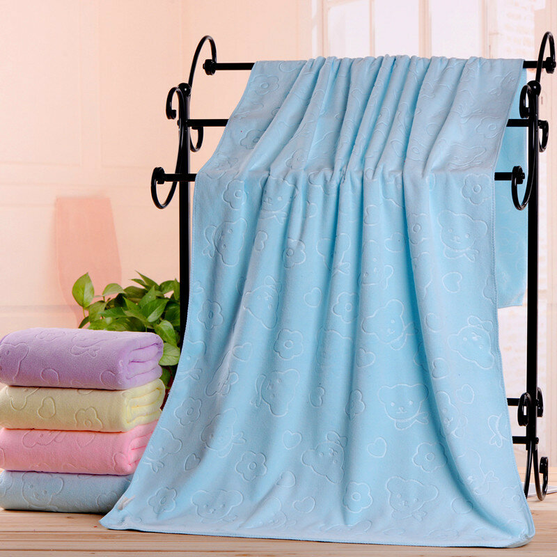70x140cm Bear Print Shower Towel Large Beach Towels Quick-drying Towel Bath Towel Absorbent Soft Comfort Microfiber Bathrobe