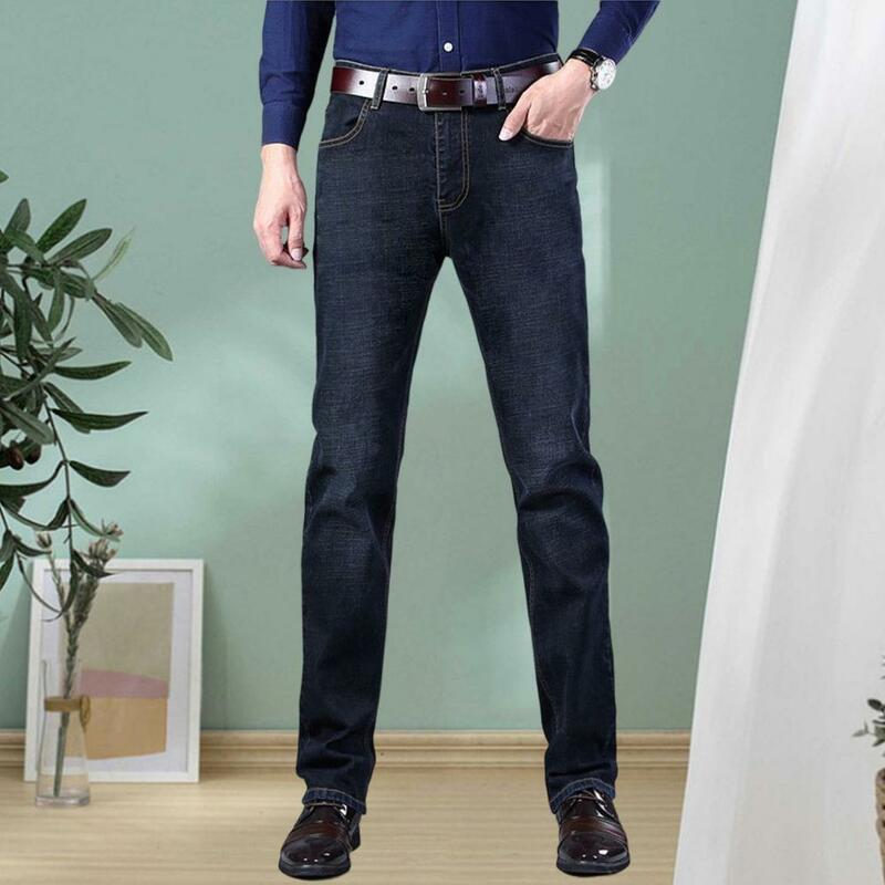 Fajne długie spodnie letnie wiosenne dżinsy, solidne szwy męskie spodnie dżinsowe długie spodnie w jednolitym kolorze odzież męska