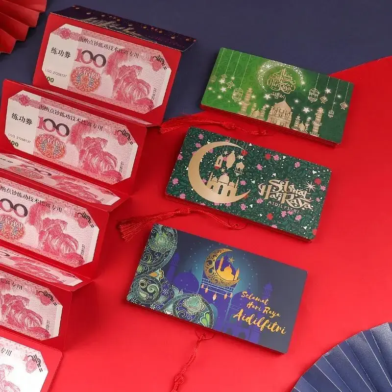 Envelopes de dinheiro criativos dobráveis, Eid Mubarak, envelope vermelho para cerimônia, aniversário gracioso, cartão universal