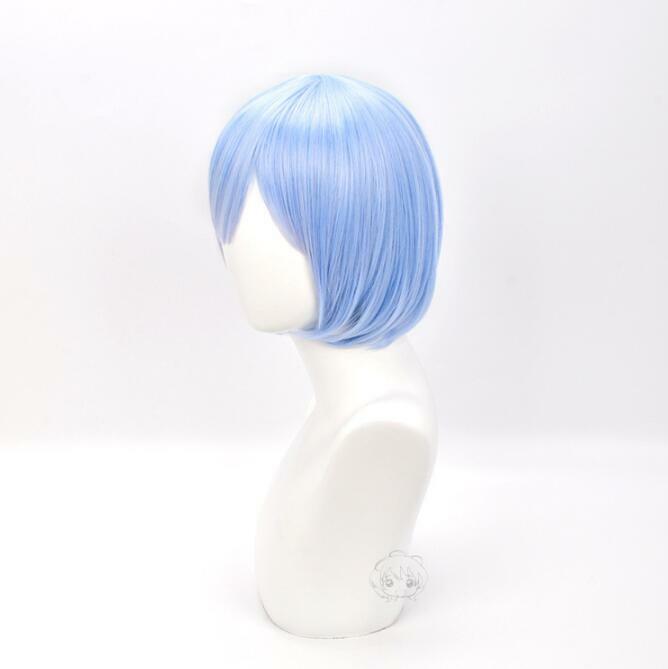 Wig cosplay REM serat sintetis Anime memulai hidup di dunia lain Cosplay rambut pendek biru muda