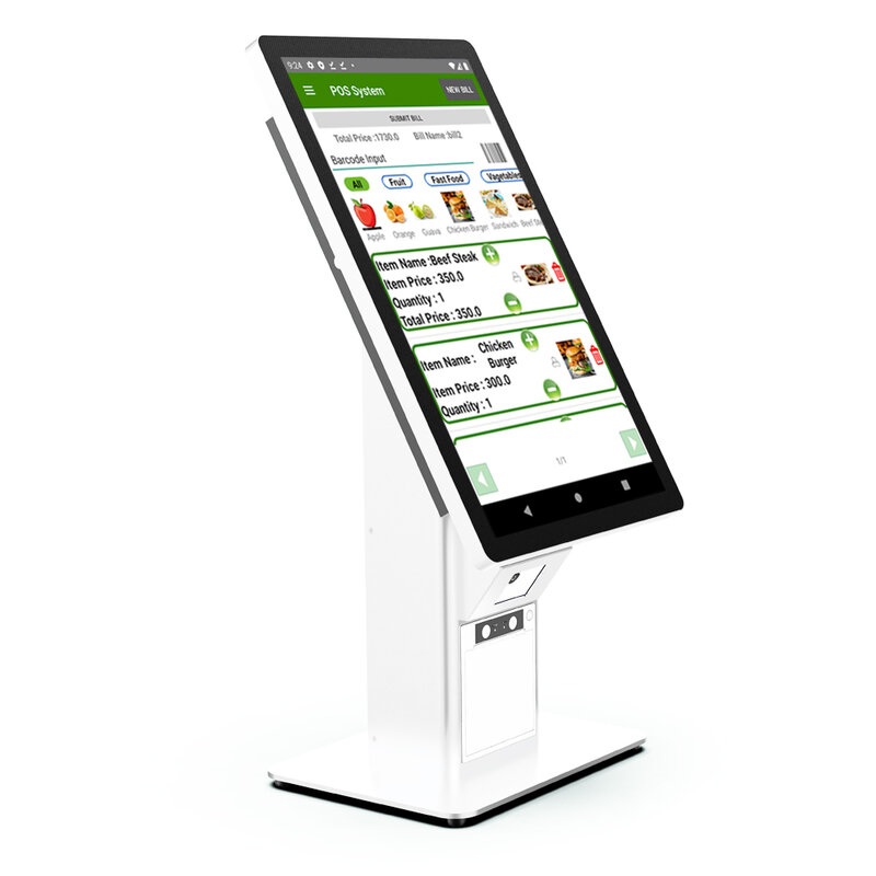 21.5 inch POS machine, Self Ordering Kiosk Android 11 or windows 10,  with 88mm printer, scanner, wifi, RJ45