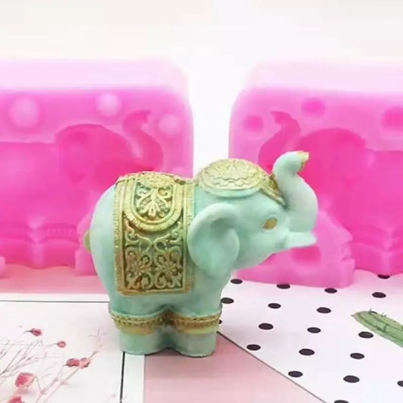 Gajah Beruntung Cetakan Lilin DIY Hewan Membuat Lilin Persediaan Buatan Tangan Sabun Resin Tanah Liat Cetakan Coklat Sumbu Hadiah Kerajinan Dekorasi Rumah