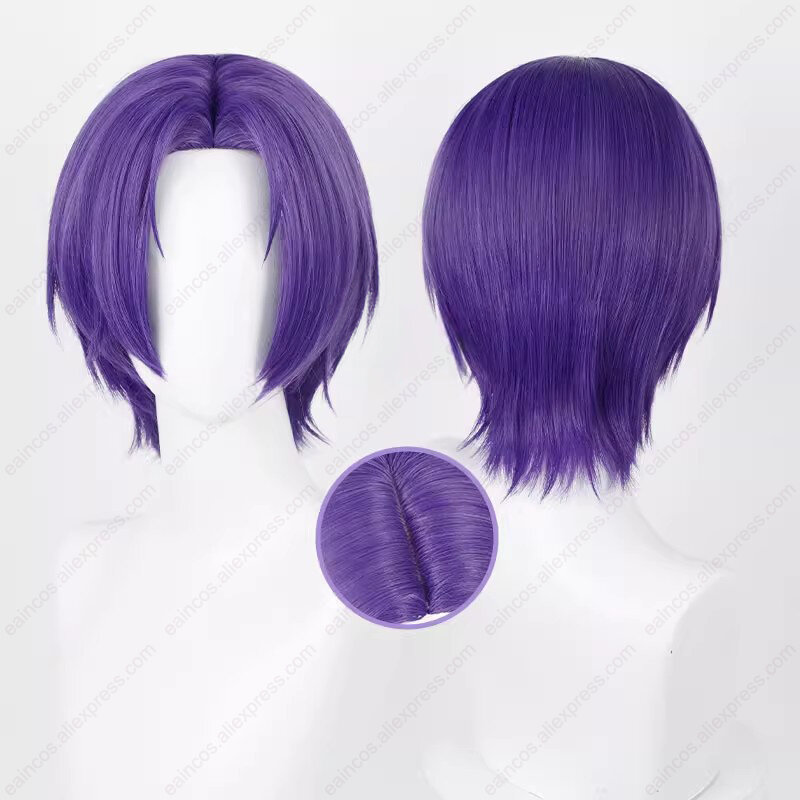Парик для косплея из аниме Reo Mikage, термостойкие короткие фиолетовые искусственные волосы, 30 см