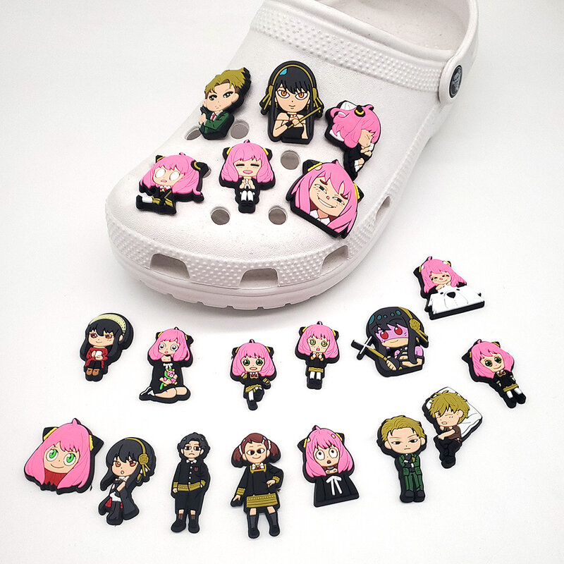 20 sztuk/zestaw Anime rodzina szpiegów zawieszki do butów PVC DIY akcesoria do obuwia dopasowane krokodyle sandały z kreskówek zdobią okazjonalne prezenty dla dzieci Unisex