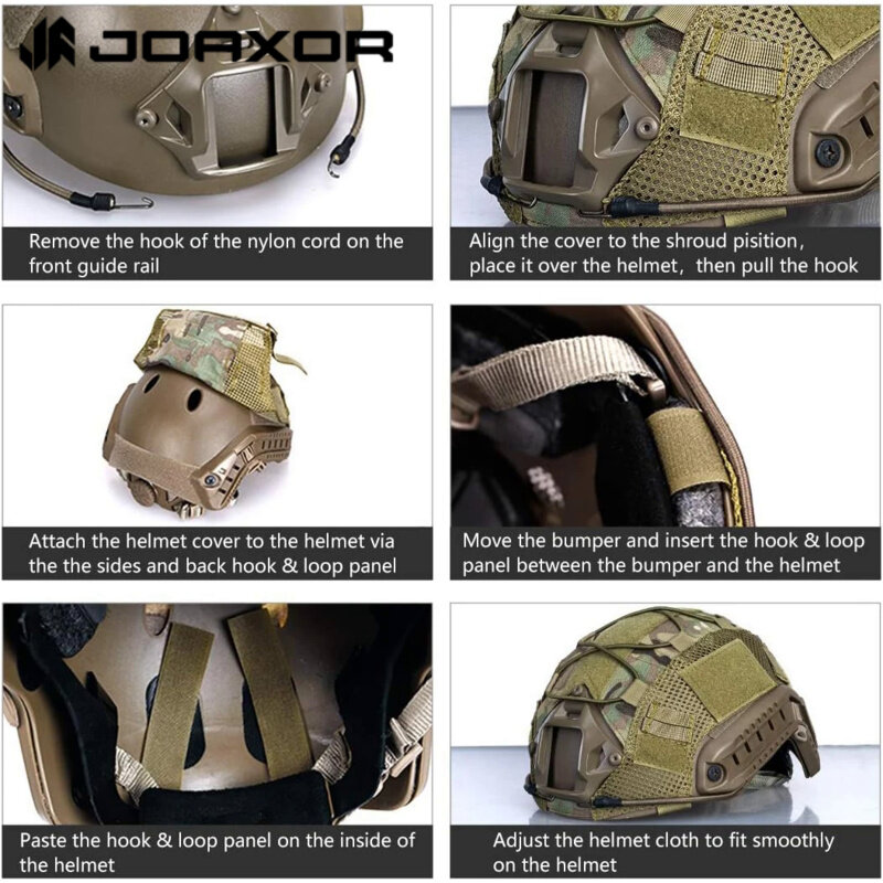 JOAXOR cubierta de casco táctico rápido, tela de camuflaje para caza, equipo de tiro, nailon 500D sin casco