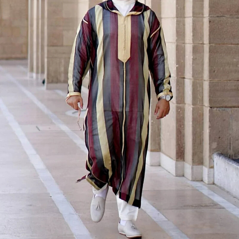 Homens Jubba Thobe Vestes tradicionais muçulmanos, mangas compridas, presentes para marido, Oriente Médio, árabe, Eid