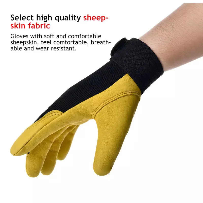 Wear-Resistant Cowhide Leather Work Gloves Workers Work Welding Safety Protection For Garden Sports Motorcycle Driver Gloves