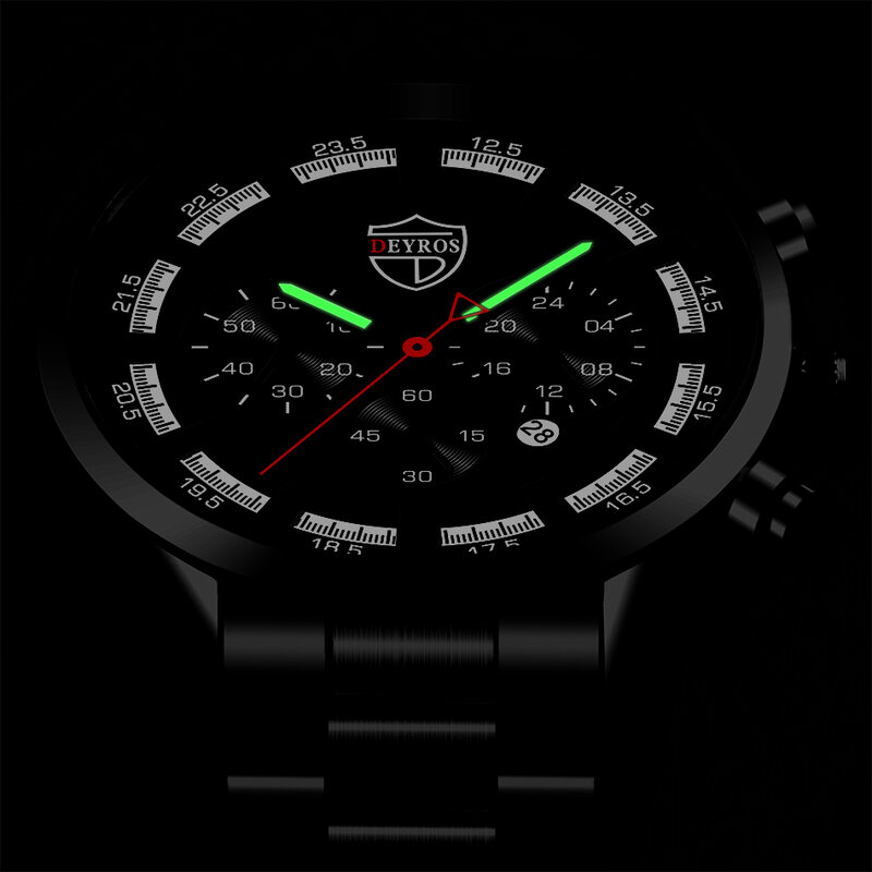 럭셔리 브랜드 패션 남자 스포츠 스테인레스 스틸 쿼츠 손목 시계, 멋진 캐주얼 스틸 시계