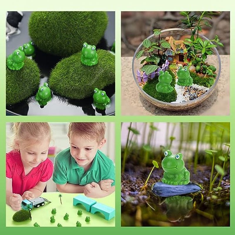 Minirana de plástico para decoración de jardín, figuritas de rana verde en miniatura para decoración del hogar, 50 piezas