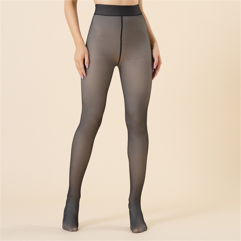 Calças térmicas grossas para mulheres, meia-calça translúcida, meias, cintura alta, leggings elásticas, quentes, sexy, plus size, inverno, 2023