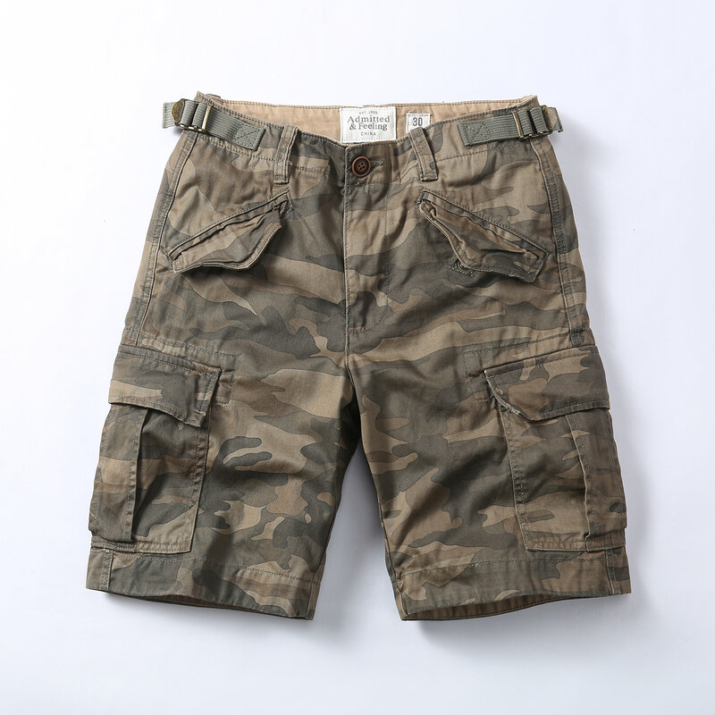 Summer New Men's Camouflage Cargo Shorts Retro Multi Pockets Plus Size Loose Casual Shorts Beach Shorts Jogging Pants
