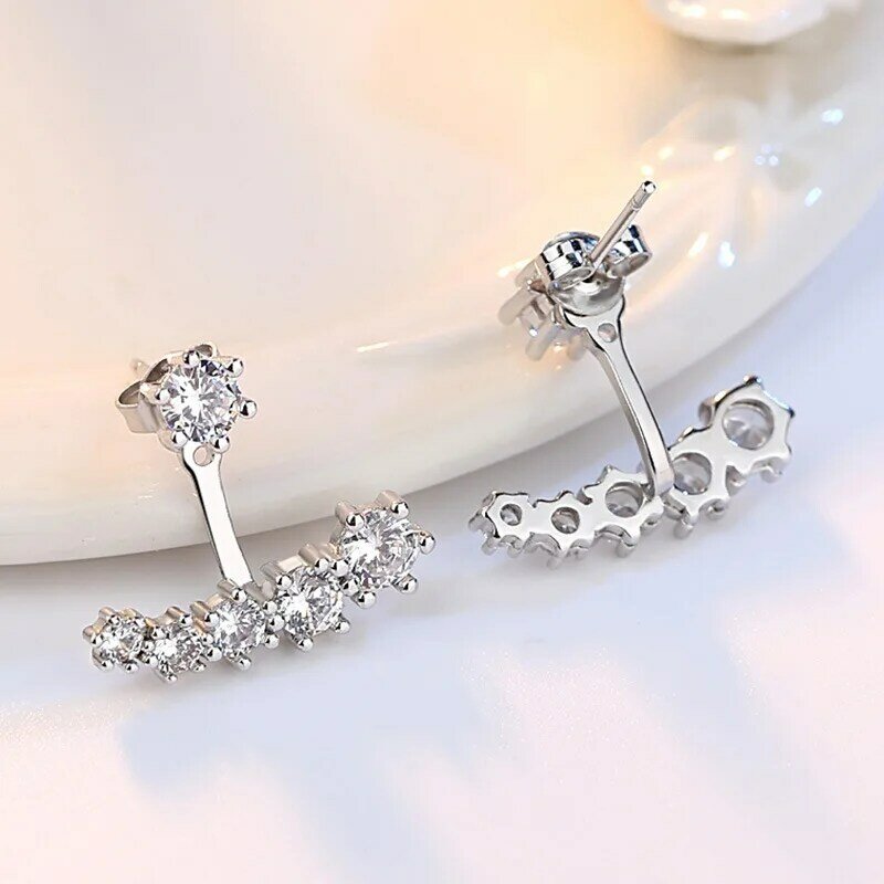 Puro argento Sterling 925 nuovi gioielli di moda orecchini a bottone con cerniera in cristallo multiplo per donna XY0230
