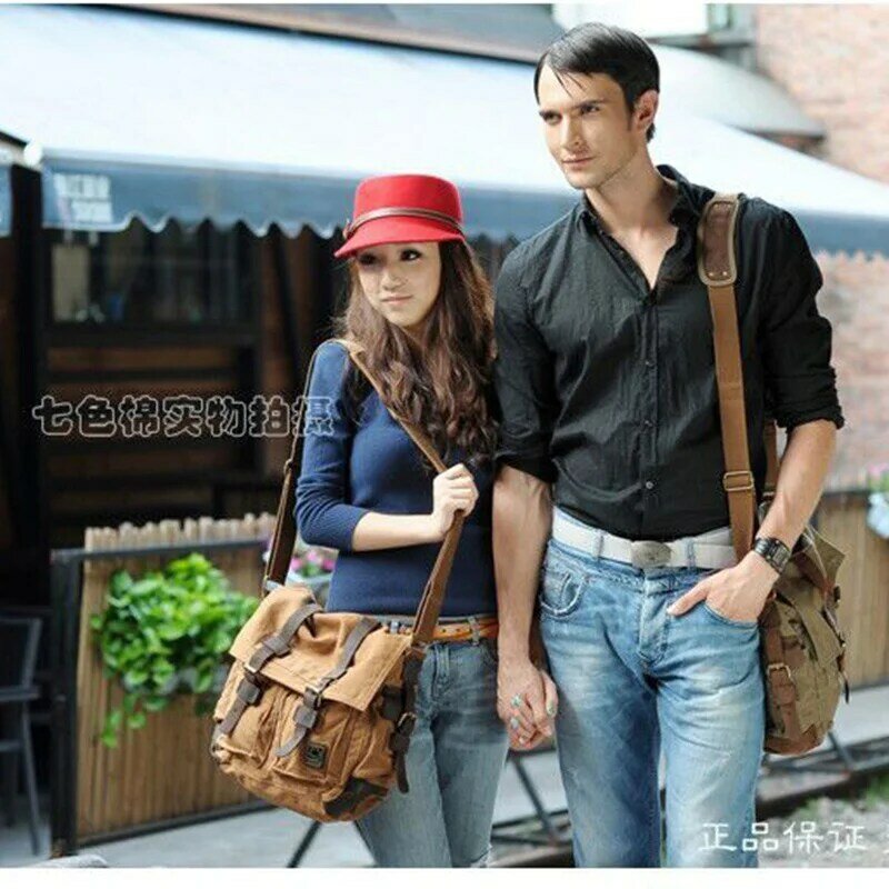 2024 Fashion Vintage Leather Canvas borsa a tracolla da uomo in tela di cotone borsa a tracolla da uomo borsa a tracolla Casual a tracolla