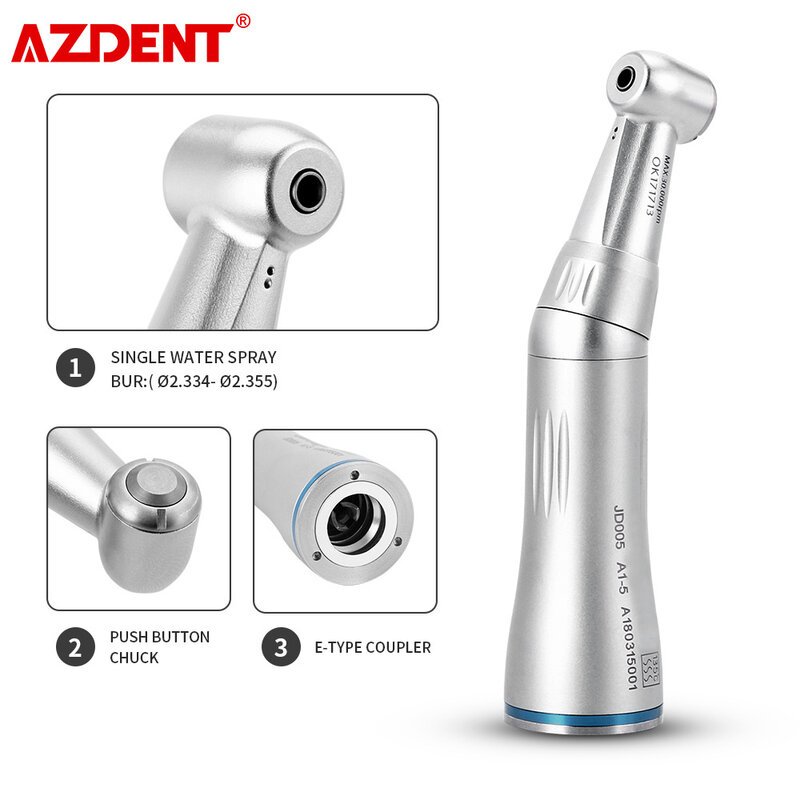 Dental 1:1 Ratio Contra Angle Inner Internal Water Spray Pipe E-type Low Speed Handpiece Push Button