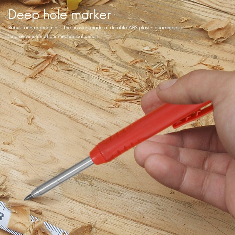 Rotulador de agujero profundo, marcador de lápiz mecánico prémium con sacapuntas integrado, para madera, Metal, piedra, marcador de agujero de taladro, 3 uds.