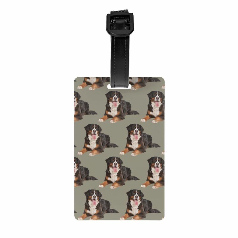 Custom Bernese Mountain Dog Luggage Tag With Name Card Privacy Cover ID Label for Travel Bag Suitcase