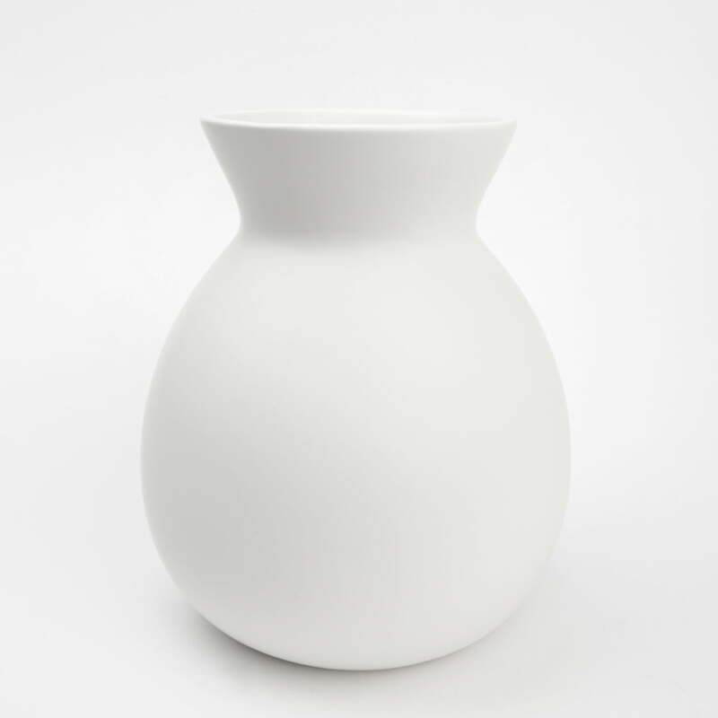 Hauptstützen 6,75 Zoll x 8 Zoll Keramik vase in massiver weißer Oberfläche