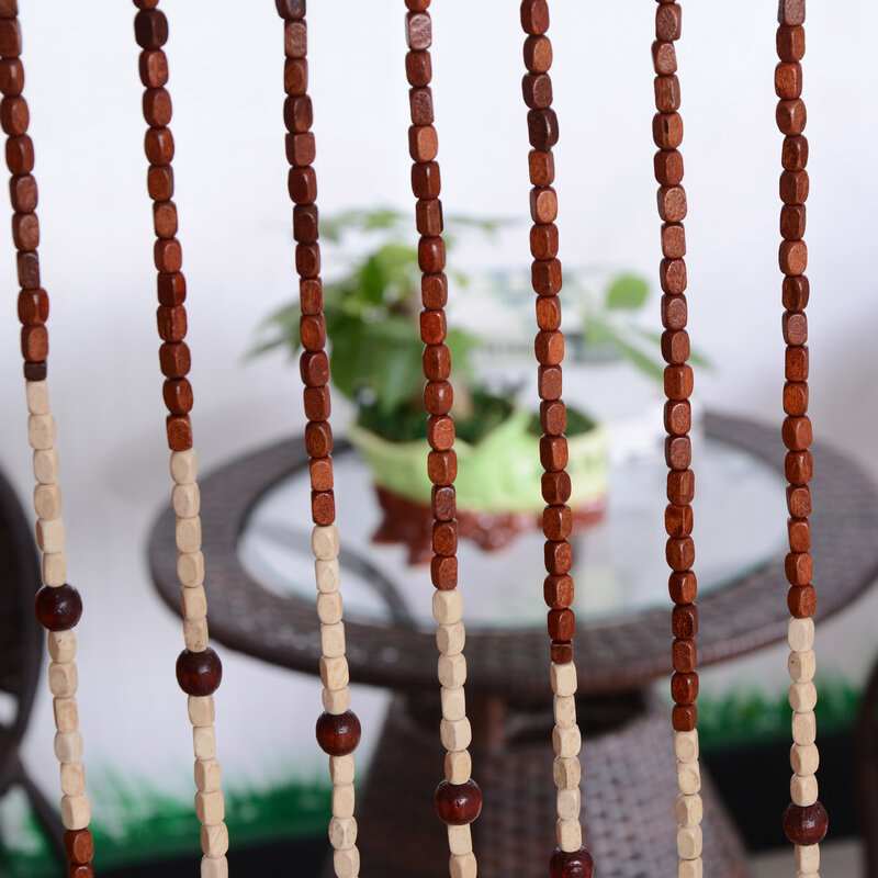 Tenda della decorazione della porta con asta perline di bambù in legno fatta a mano tipo gancio stringa onda nappa drappo divisorio per tende divisorie