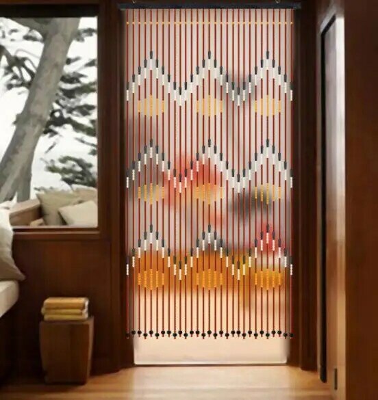 Door Partition Curtain For Bathroom Bedroom Handmade Wave Plum Blossom Bamboo Wood Beads String Curtain Hook Type Home Decor