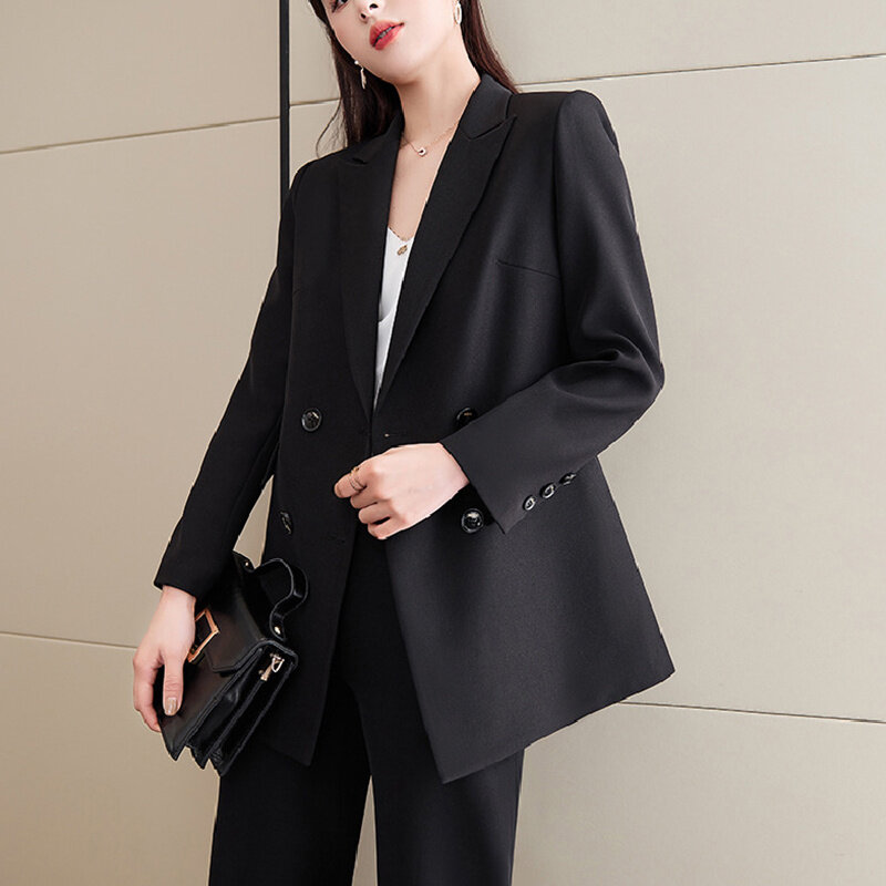 Nowa jesienno-zimowa moda damska biuro podmiejskich ciepły płaszcz Pure Color Ladies koreański luźna, wysoka wysokiej jakości odzież dla kobiet