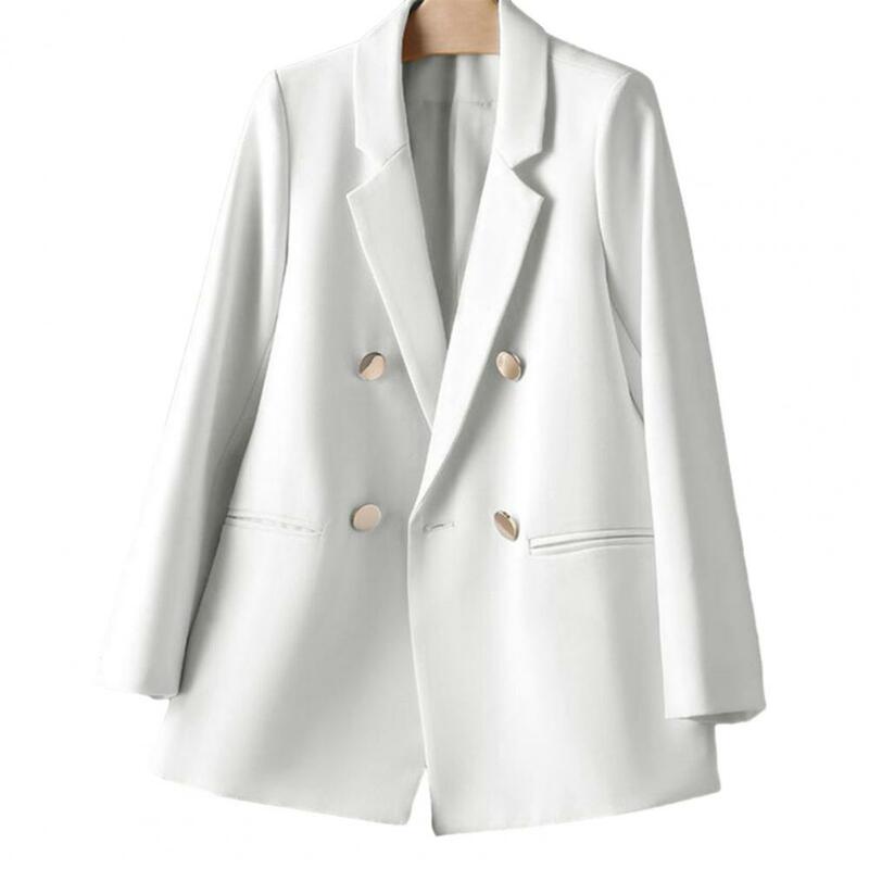 Casaco formal de estilo empresarial, lapela trespassado solta, outwear manga longa, OL trajeto de comprimento médio, casacos de trabalho