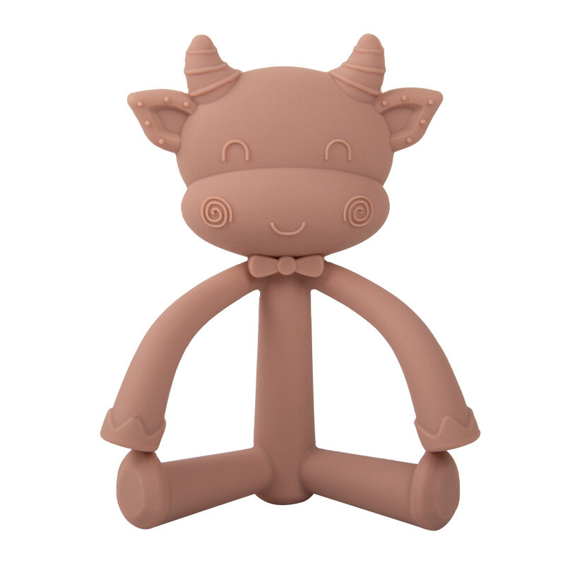Animal de desenho animado borracha chocalho mordedor brinquedo recém-nascido mastiga comestível mordedores de silicone brinquedo infantil cama de treinamento para crianças Mastigar brinquedos para crianças
