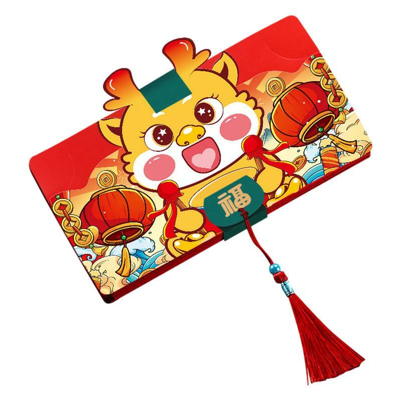 Enveloppes rouges pliables pour le nouvel an chinois, festival du printemps, enveloppes traditionnelles chinoises, poches rouges, 14-bao