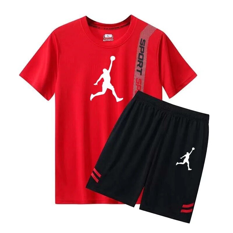 Sports Shirt and Shorts Two-Piece Set for Men, Ideal for Casual Sports