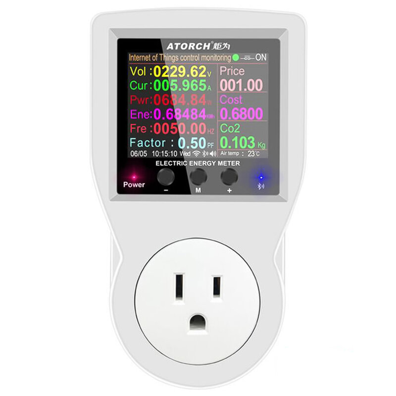 WiFi Enabled Power Meter AC Voltage Measurement Current Range Up to 10A Accurate Energy Measurement up to 1999kWh
