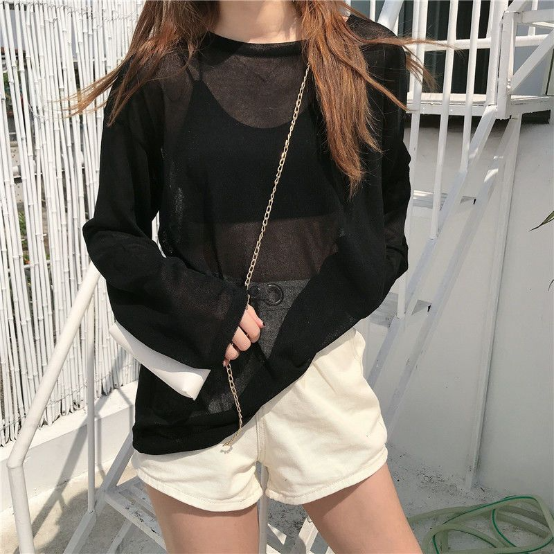 Sheer T-shirts Women Loose Korean Style Summer Sun-proof Casual Simple All-match Thin Lazy Fashion Ulzzang Temperament Classic