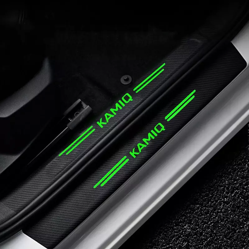 Luminous Car Door Sill Protector Stickers Rear Trunk Bumper Strip Threshold Anti-scratches for Skoda KAMIQ Logo Auto Decoration