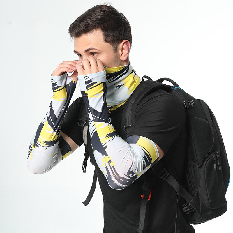 Upf-アウトドアスポーツ用のシルクネックガードと保護スリーブ,UV冷却スリーブ,サイクリング用