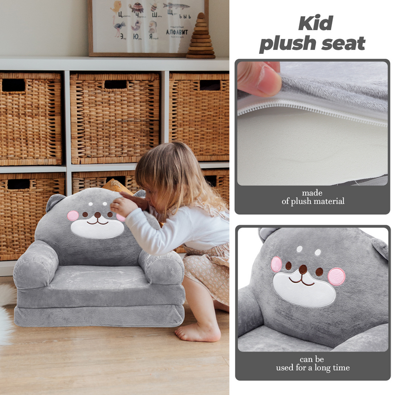 Sofá plegable de felpa con diseño de elefante para niños, silla acogedora con respaldo, sillón de dibujos animados para sala de juegos y dormitorio