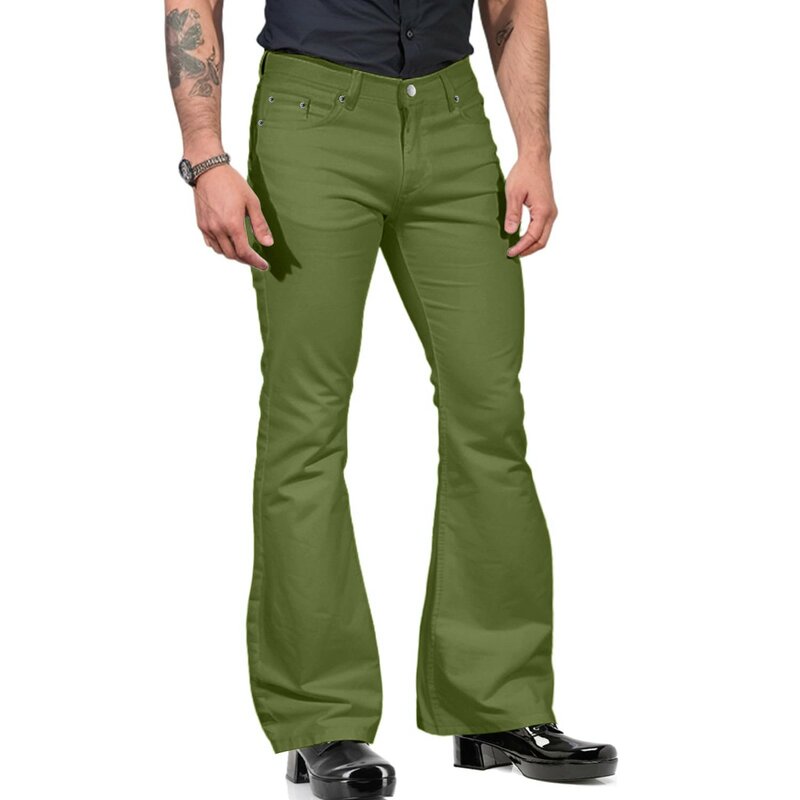 Pantalones acampanados a la moda para hombre, pantalón vaquero informal, grueso y ajustado, estilo Retro, 2024