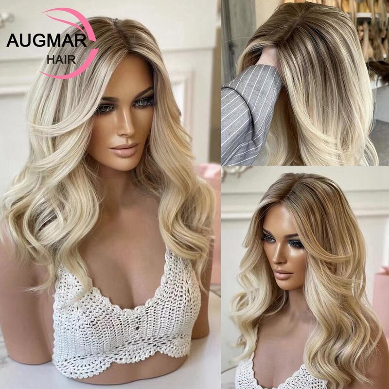 Silk Top Blonde Lace Front Wig Transparent Body Wave Human Hair Wigs For Women 200 Density Highlight Human Hair Lace Frontal Wig