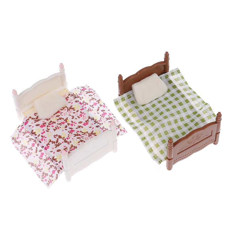 1ชุด1:12 Dollhouse Miniature Mini ห้องนอนผ้าปูที่นอนชุดเฟอร์นิเจอร์อุปกรณ์เสริมของเล่น