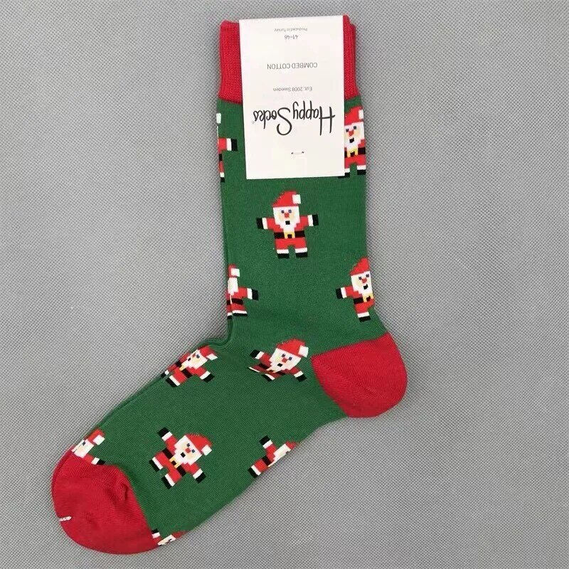 ถุงเท้ากีฬาคริสมาสต์สำหรับผู้ชายถุงเท้าผ้าฝ้ายแท้สำหรับเป็นของขวัญวันคริสต์มาส